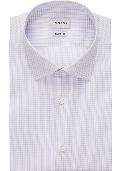 Lila Kareli Slim Fit Gömlek