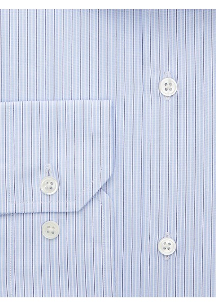 Mavi Çizgili Slim Fit Gömlek modelleri