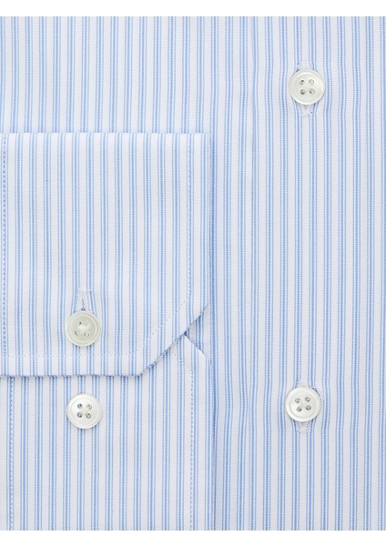 Açık Mavi Çizgili Slim Fit Gömlek modelleri