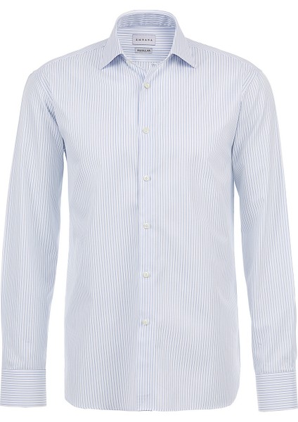 Mavi Çizgili Premium Regular Fit Gömlek modelleri