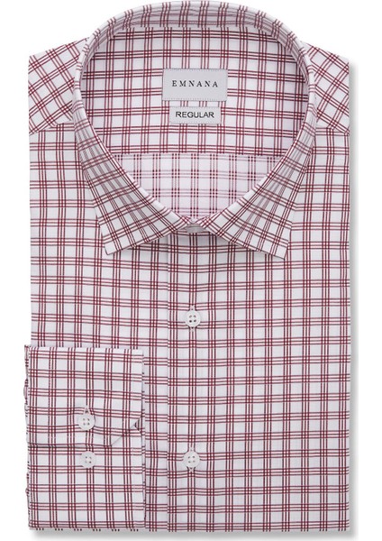 Bordo Kareli Regular Fit Gömlek