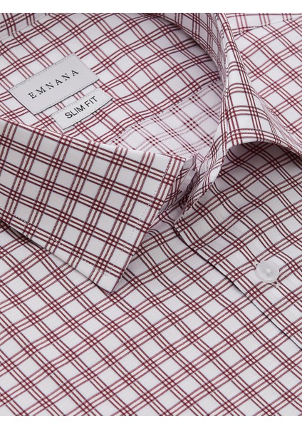 Bordo Kareli Slim Fit Gömlek fiyatları