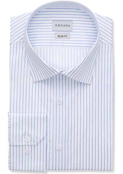 Açık Mavi Çizgili Slim Fit Gömlek
