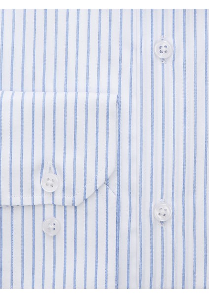 Açık Mavi Çizgili Slim Fit Gömlek modelleri