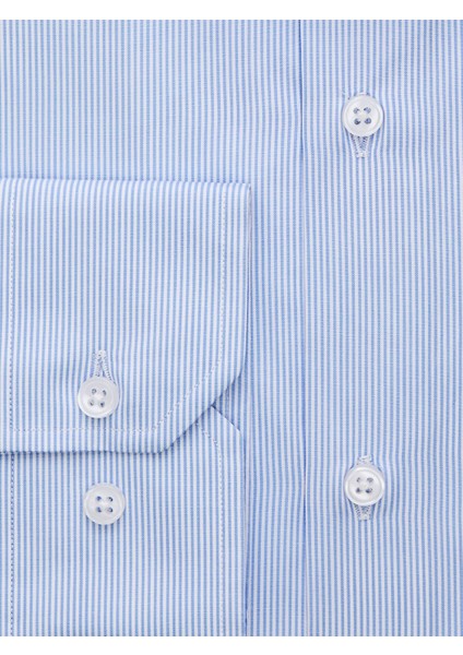 Açık Mavi Çizgili Slim Fit Gömlek modelleri
