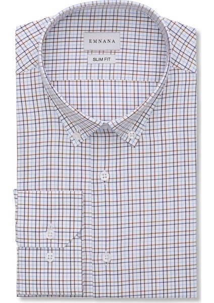 Çok Renkli Kareli Slim Fit Gömlek