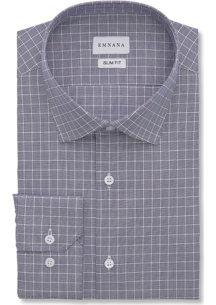 Lacivert Kareli Slim Fit Gömlek