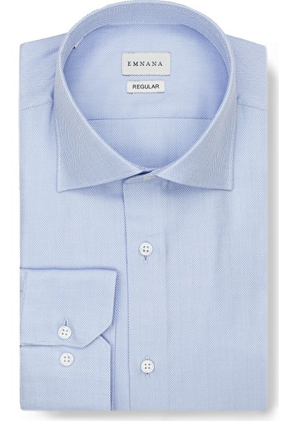 Açık Mavi Desenli Regular Fit Gömlek