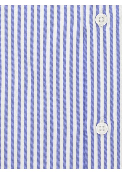 Mavi Çizgili Kısa Kollu Regular Fit Gömlek fırsatları