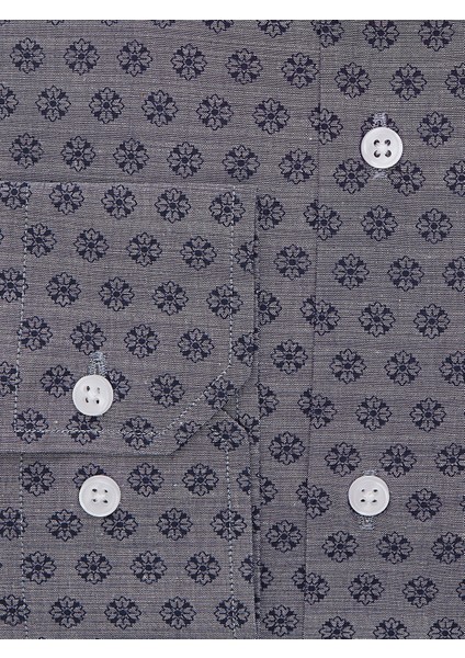 Gri Desenli Slim Fit Print Gömlek modelleri