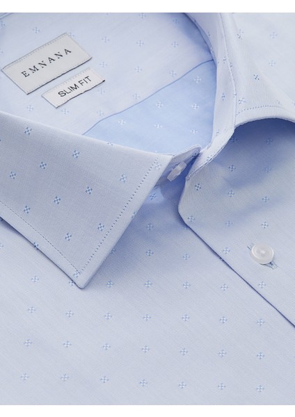 Açık Mavi Desenli Slim Fit Gömlek fiyatları