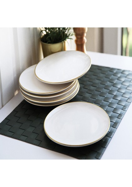 Seramik Beyaz Gold Pasta Tabağı