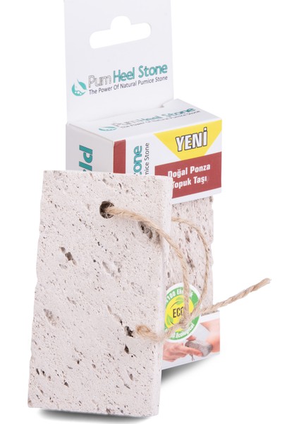 Pumice World Pum Heel Stone Doğal Ponza Topuk Taşı, İpli Topuk Törpüsü, Peeling