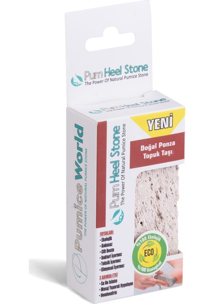 Pumice World Pum Heel Stone Doğal Ponza Topuk Taşı, İpli Topuk Törpüsü, Peeling