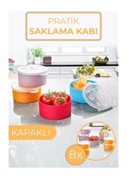 8'li Plastik Mini Saklama Kabı No Coller