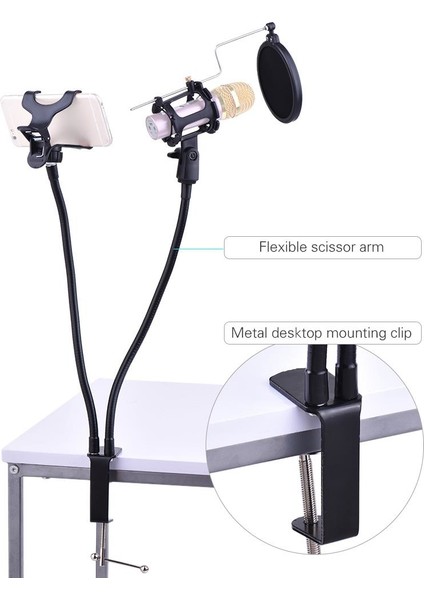 360 Derece Ayarlanabilir Telefon ve Mikrofon Tutucu