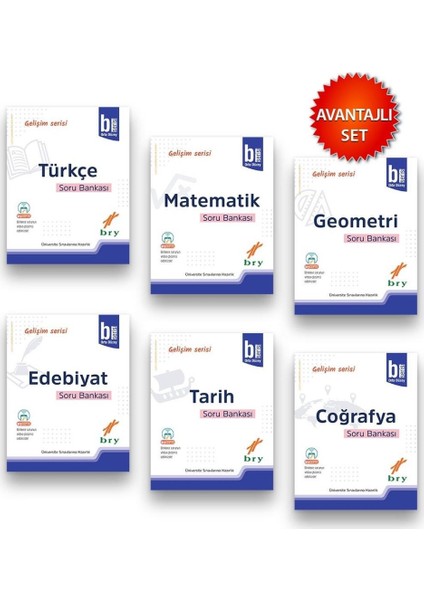 Gelişim Serisi B Türkçe Tarih Coğrafya Matematik Geometri Edebiyat Soru Bankası Seti