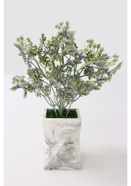 Yapay Lüx Vazoda Bonsai Bitkisi Yeşil-Pudralı