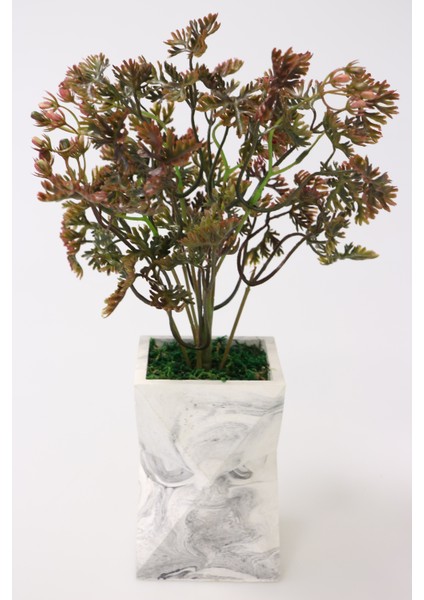 Yapay Lüx Vazoda Bonsai Bitkisi Yeşi-Turuncu