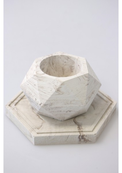 Handmade Beton Saksı 2li Set 6.5 cm Model-13 Taş Rengi