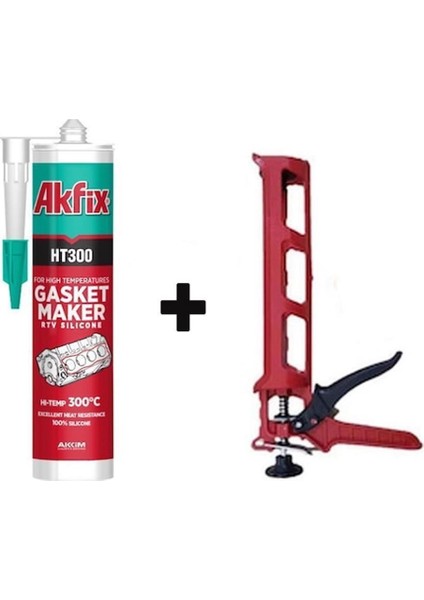 Ht 300 Yüksek Isıya Dayanıklı Silikon Kırmızı 300°C 310 ml + Silikon Tabancası