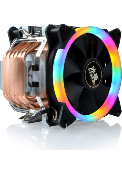 T6 6 Bakır Borulu Çift Fan Rainbow Ledli Güçlü Cpu Fanı