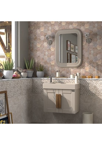 Pio 65 cm Matt Mocha Banyo Dolabı Ahşap Kulplu
