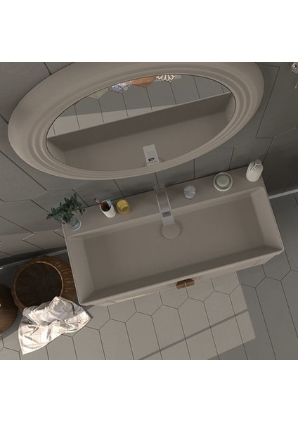 Pio 100 cm Matt Mocha Banyo Dolabı Ahşap Kulplu modelleri