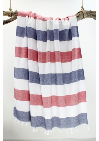 Peştemal Havlu Stripe Lacivert-Kırmızı