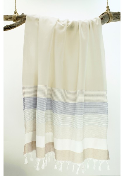 Peştemal Stripe bej-krem-mavi