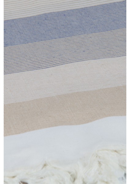 Peştemal Stripe bej-krem-mavi
