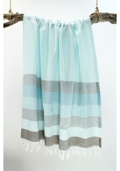 Peştemal Stripe Mint Yeşili-Kahverengi