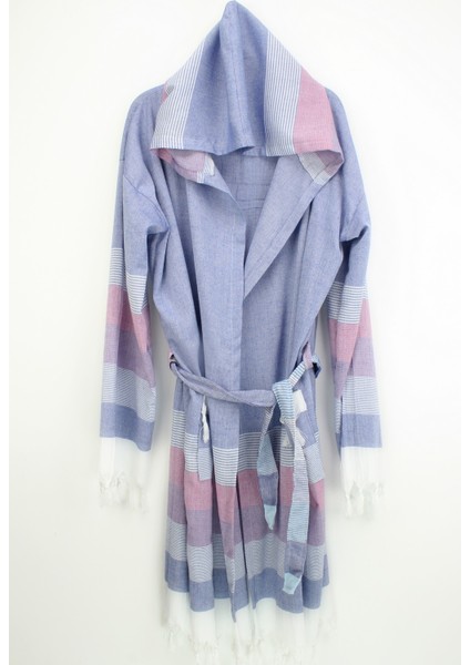 Peştemal Bornoz Stripe lacivert-Kırmızı-beyaz