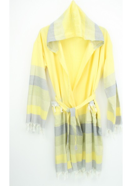 Peştemal Bornoz Stripe Sarı-Lacivert-bej