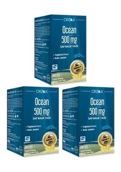 Ocean 500 Mg 60 Kapsül Balık Yağı 3 Adet