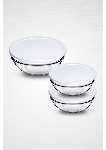 Chef's 3 Lü Cam Saklama Kabı Beyaz Kapaklı 97314 fiyatları
