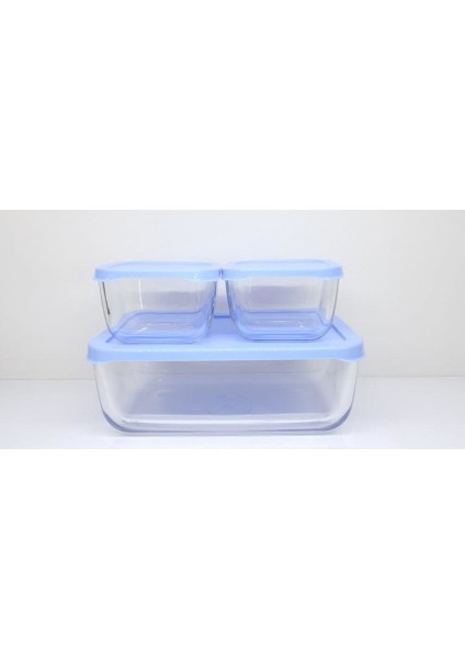96881 3lü Saklama Kabı Mavi Kapak