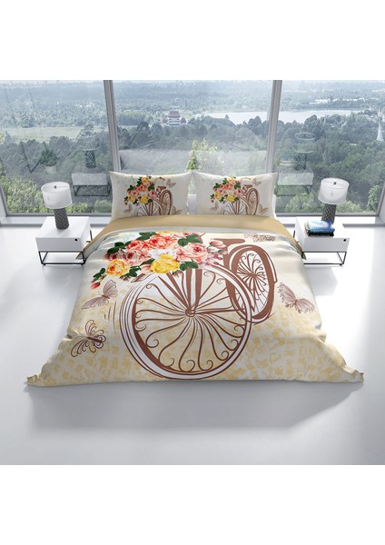 Cattleya Bicycle Pamuk Saten Çift Kişilik Nevresim Takımı fiyatları