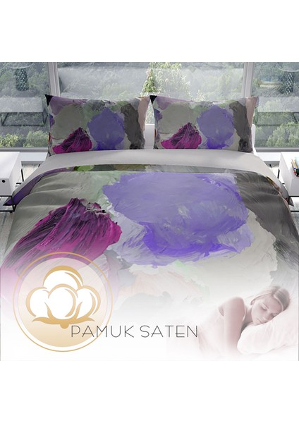 Cattleya Strokes Pamuk Saten Çift Kişilik Nevresim Takımı fırsatları