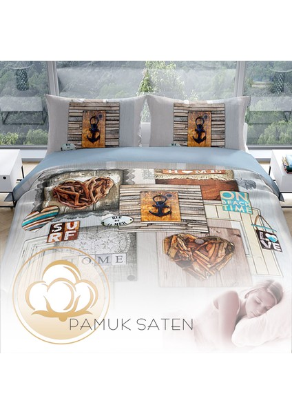 Cattleya La Mer Pamuk Saten Çift Kişilik Nevresim Takımı