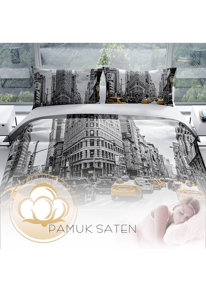 Cattleya Taxi Pamuk Saten Çift Kişilik Nevresim Takımı fırsatları