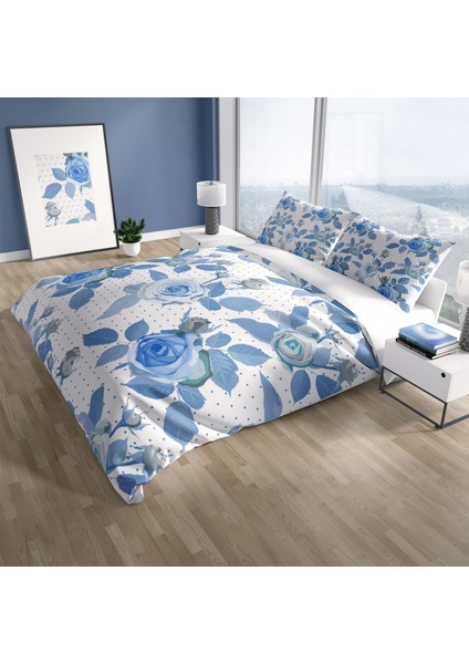 Cattleya Bluerose Pamuk Saten Çift Kişilik Nevresim Takımı