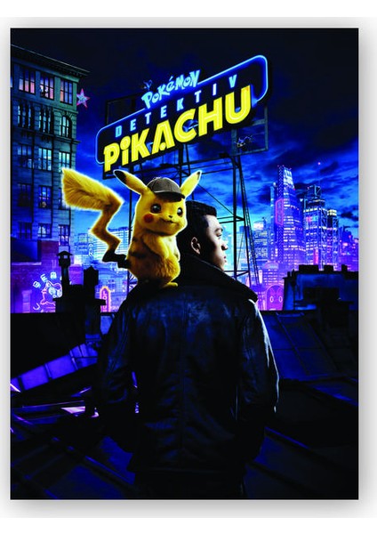 Ahşap Tablo Detective Pikachu Sırtta Geziyor