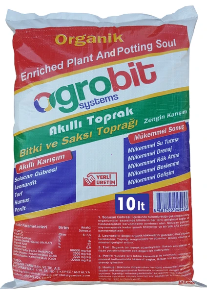 Akıllı Toprak 10 lt Bitki ve Saksı Toprağı Solucan Gübresi Torf Humus Perlit Leonardit