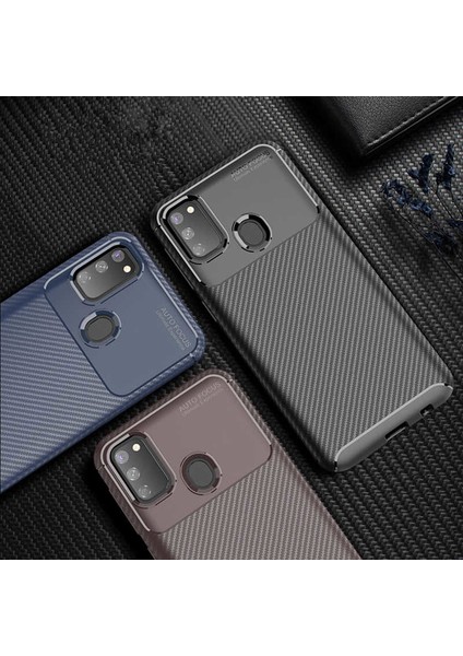 Samsung Galaxy M21 Kılıf Karbon Desenli Lux Negro Silikon Siyah modelleri