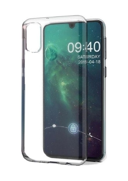 Samsung Galaxy M21 Kılıf Lüx Silikon Kılıf + Cam Ekran Koruyucu Şeffaf
