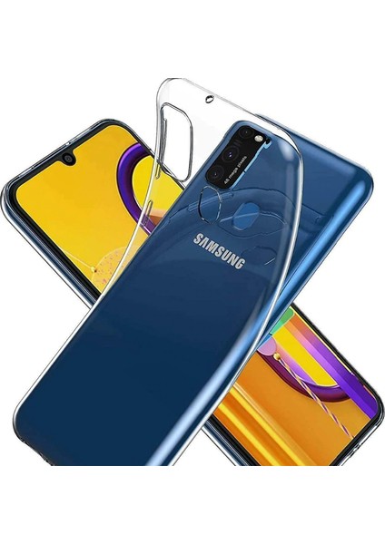 Samsung Galaxy M21 Kılıf Lüx Silikon Kılıf + Cam Ekran Koruyucu Şeffaf