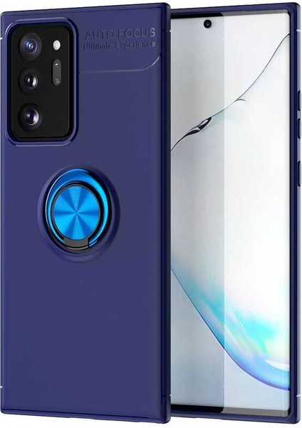 - Samsung Galaxy Note 20 Ultra - Kılıf Yüzüklü Karbon Ravel Silikon Kapak - Mavi - T14614
