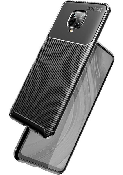 Xiaomi Redmi Note 9s / Note 9 Pro Kılıf Karbon Desenli Lux Negro Silikon + Tam Kaplayan 5d Cam Ekran Koruyucu Siyah modelleri