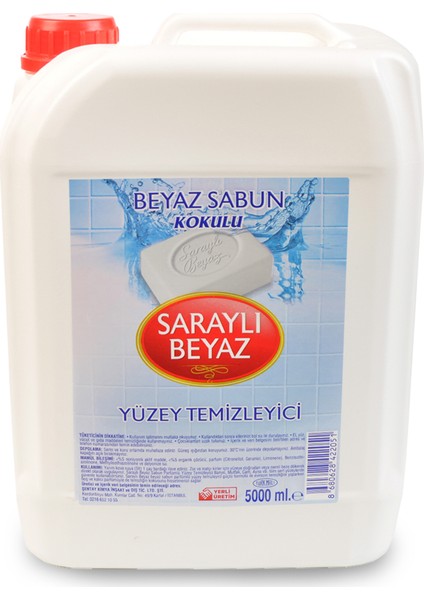 Yüzey Temizleyici Beyaz Sabun Kokulu Doğal Çok Amaçlı 5 Litre